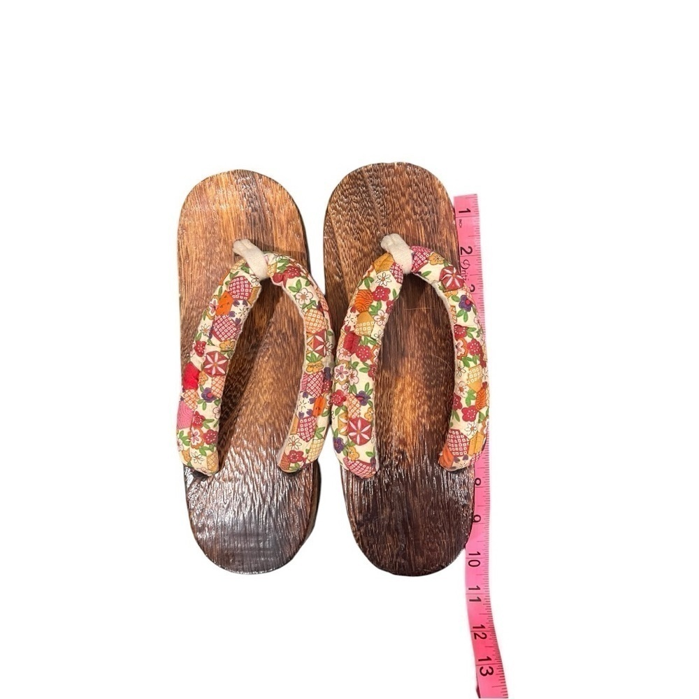 Japanese zōri synthetic wood slippers women's 7/8 - Picture 4 of 5